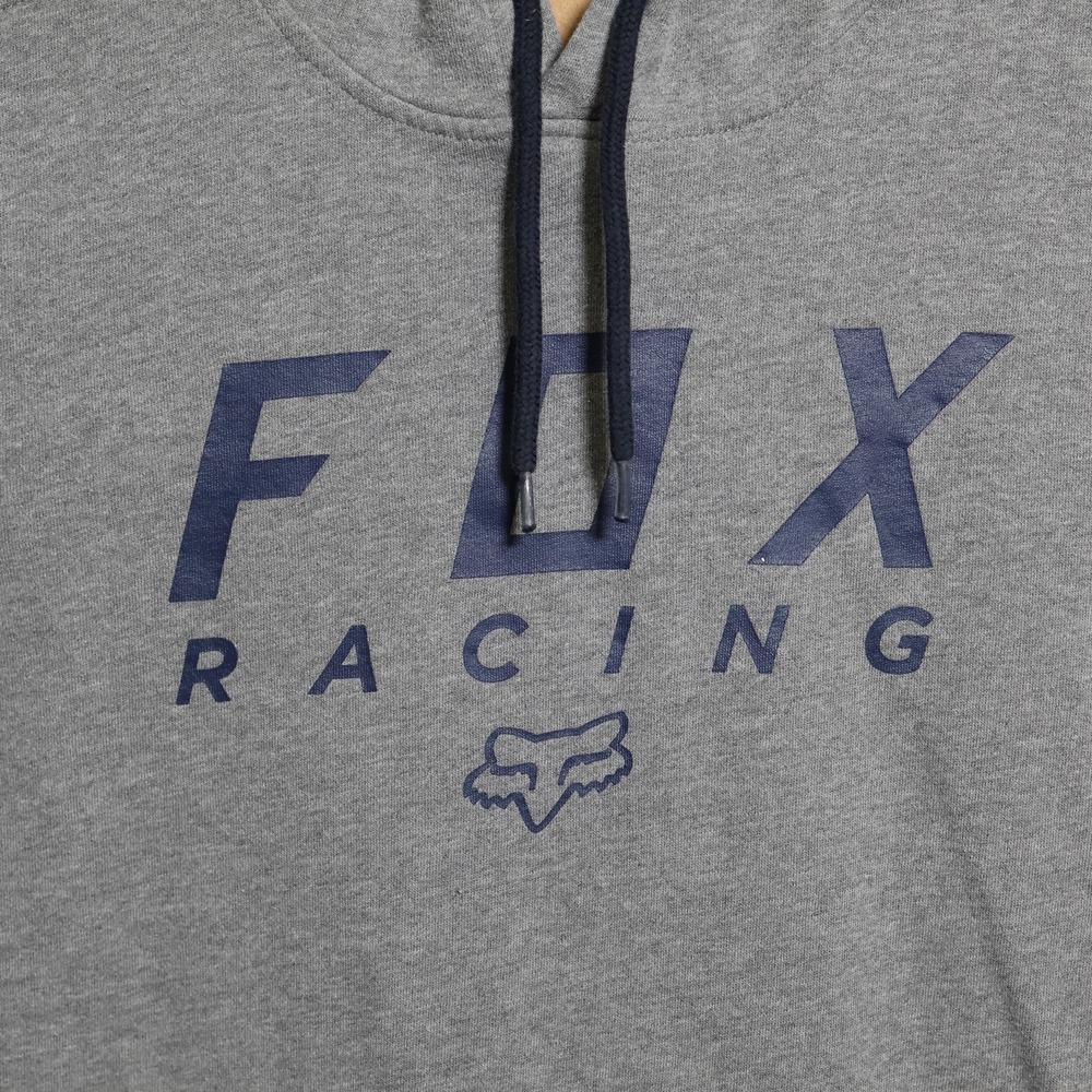 Fox Racing Hoodie Mens Medium Gray Navy Blue Pullover Graphic Logo Offroad - Picture 2 of 11